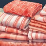 Modern watercolor illustration of coral-themed baby blankets stacked in piles, highlighting quantity for the query "how many baby blankets do I need".