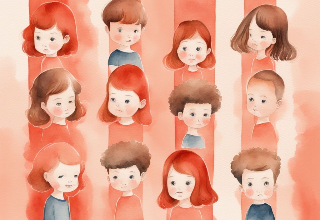 Modern watercolor illustration of baby hair texture evolution from baldness to full growth, highlighting when does baby hair texture change with coral color theme.